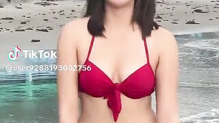 Beach side dancing cut girl
