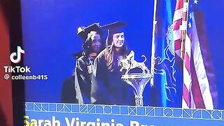 Four years of college and then you get this  Apparently the speaker was given phonemic spellings of their names