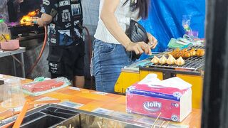 beautiful girl selling food