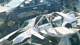 Car Crushed by heavy Crane | heavy machine crushing car