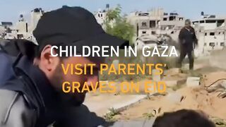 Children in Gaza spend Eid day visiting graves of parents killed by Israeli air strikes