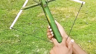 Bamboo creation with bow & slingshot