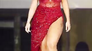 Cat walk in Red dress