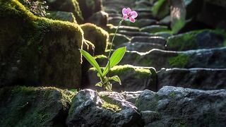 Nature's beauty on ancient temple steps.#pinkorchid #naturebeauty #flower #aftereffects