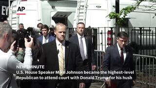 Mike Johnson makes appearance at Trump’s hush money trial _ AP Top Stories.