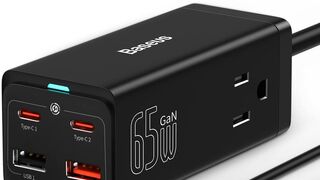 USB C Charger Baseus 65W GaN3 USB C Charging Station with 2 Outlets Extender &3 Fast Charging Ports, USB