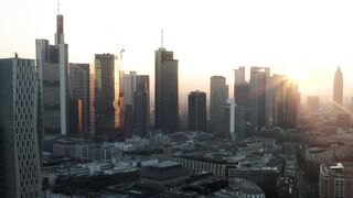Sunrise behind the buildings of Frankfurt - adalinetv