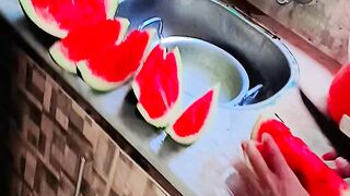 Water Mellon cutting with friend's