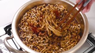 Real Mukbang:) The best combination 'Jjajang Ramyun & Korean BBQ' ☆ Radish Kimchi
