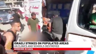 Israeli strikes on populated areas_ UN clinics and schools destroyed.