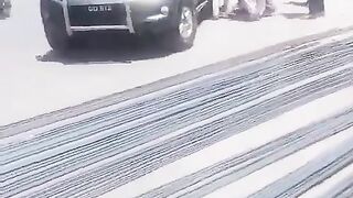 In Kashmir Nikyal today, the people took the dog off the Assistant Commissioner's car