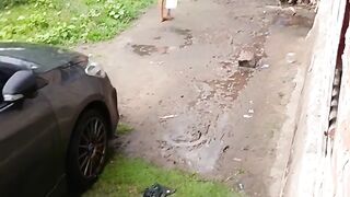 Indonesian children are still young learning to help wash cars