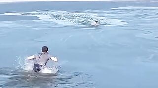 Man Saves Dog From Freezing Lake ❤️