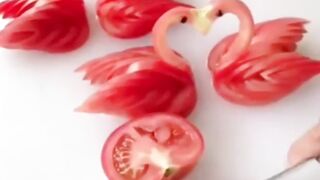 tomato carving ducks arts