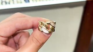 Ladies Real Gold & Cubic Zirconia Cuban Link Rings