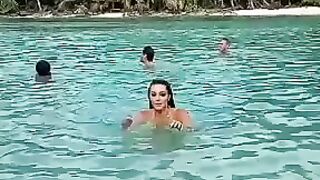 Enjoying summer swimming