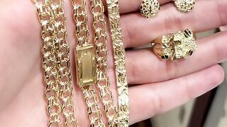Men's Solid Gold Chino Chain & Nugget Jewelry Set