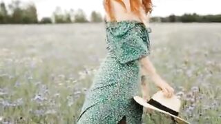 Beutiful woman in green dress