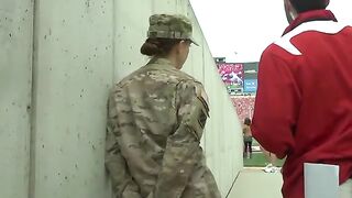 Army Captain surprises daughter at Wisconsin Football Game