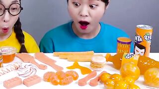 Makanan penutup jeruk Coklat Tanghulu Mukbang DONA