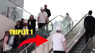 Triplets Respawn on Escalator prank !