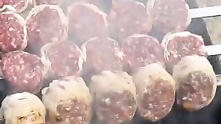 Meat rolls on the grill