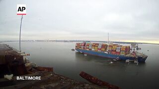 Timelapse video_ Ship that caused Baltimore bridge collapse returned to port.