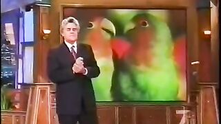 Barbara Heidenreich with Groucho the Singing Parrot on the Tonight Show