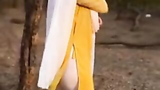Yellow shirt white pajama