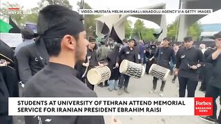 Students At Iran's University Of Tehran Attend Memorial Service For Iranian President Ebrahim Raisi