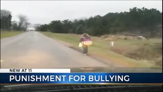 Dad makes daughter walk as punishment for bullying