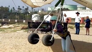 Woman flying satisfying short video