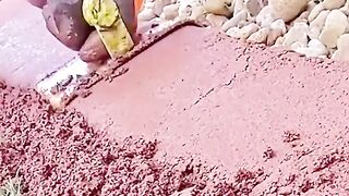Laying a concrete curbingLaying a concrete curbing