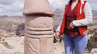 Tourist Girl Enjoying Big Structure