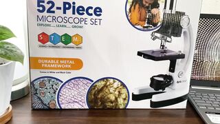 AmScope 120X-1200X 52-pcs Kids Beginner Microscope