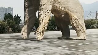 Smashing the gorilla statue