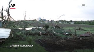 Aftermath of tornado that killed at least one person in Iowa.