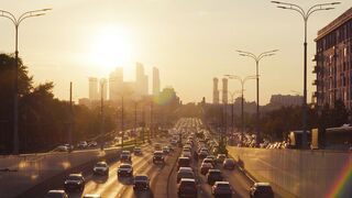 Road movement sunset
