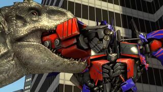 Optimus Prime Vs The Indominus Rex Transformers Vs Jurassic World