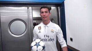 Cristiano's Bayern hat-trick celebrations in the dressing room!