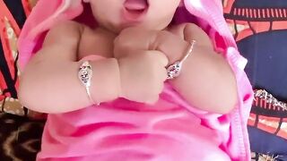 Baby playing after bath