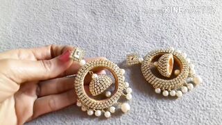 DIY __ How To Make Designer Fancy Bridal Earrings at Home __ Bridal Jhumka Earrings