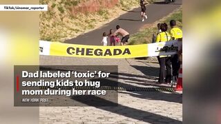 ‘Entitled’ dad blasted for sending kids to hug mom just before she reaches marathon finish line