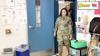 Reunited in Stafford!  Air Force mom back from deployment surprises her kids