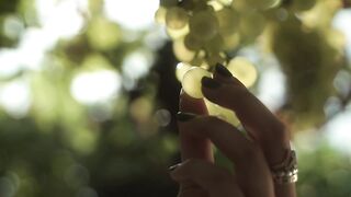 Holding a grape against the light