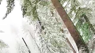 Enjoying snowfall in marre