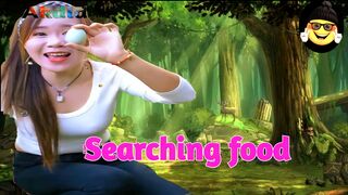 Asian funny girl finding food /Just for fun/ entertainment id