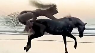 Hourse riding with sea side