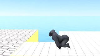 Crossing Fountain Transformation with Elephant Mammoth, Gorilla, Tiger, Hippo, Zombie