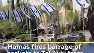 Hamas armed wing fires barrage of rockets at Tel Aviv from Gaza _ #AJshorts